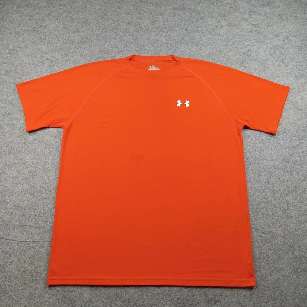 Under‎ Armour Shirt Mens Medium Orange HeatGear Raglan Short Sleeve Athletic Top